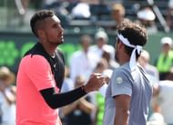 Nick Kyrgios (L) and Fabio Fognini